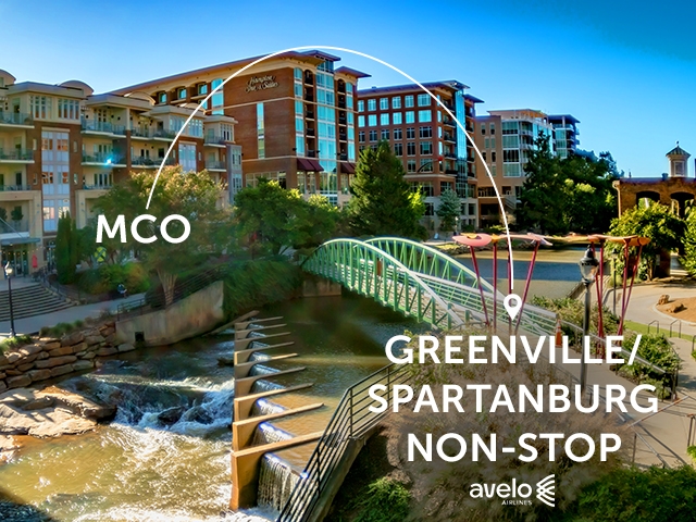 Fly Avelo non-stop to Greenville/Spartanburg, SC